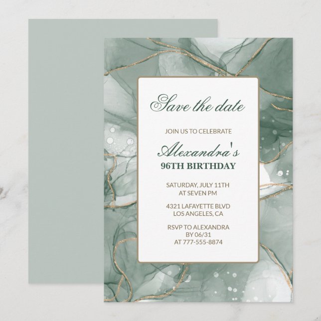 Cartes d'invitation élégantes pour 96ème anniversa (Devant / Derrière)