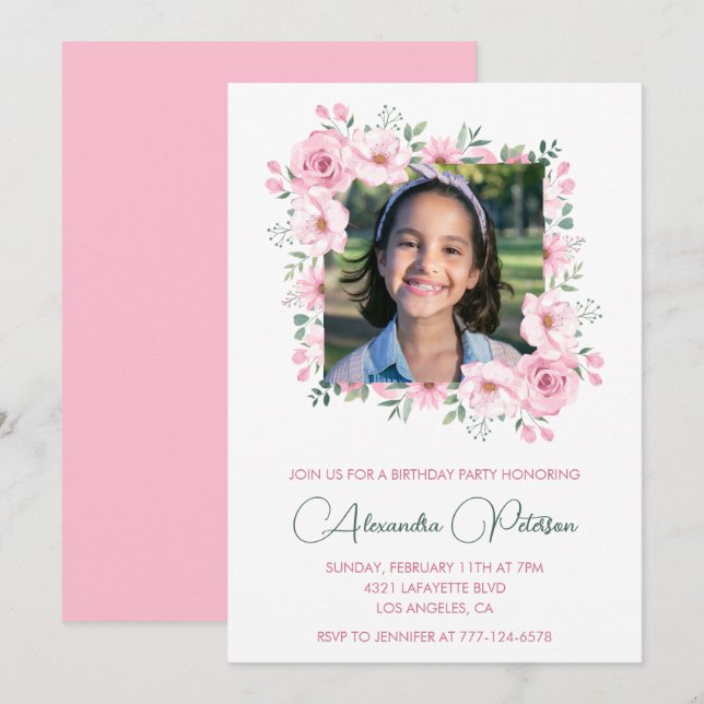Cartes d'invitation élégantes pour 9ème anniversai (Devant / Derrière)