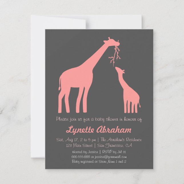 Cartes d'invitation élégantes pour Baby Shower Gir (Devant)