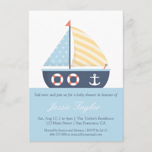 Cartes d'invitation élégantes pour Baby Shower nau