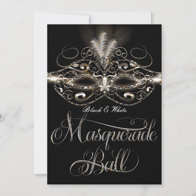 Cartes d'invitation élégantes pour BAL MASQUÉ (Devant)