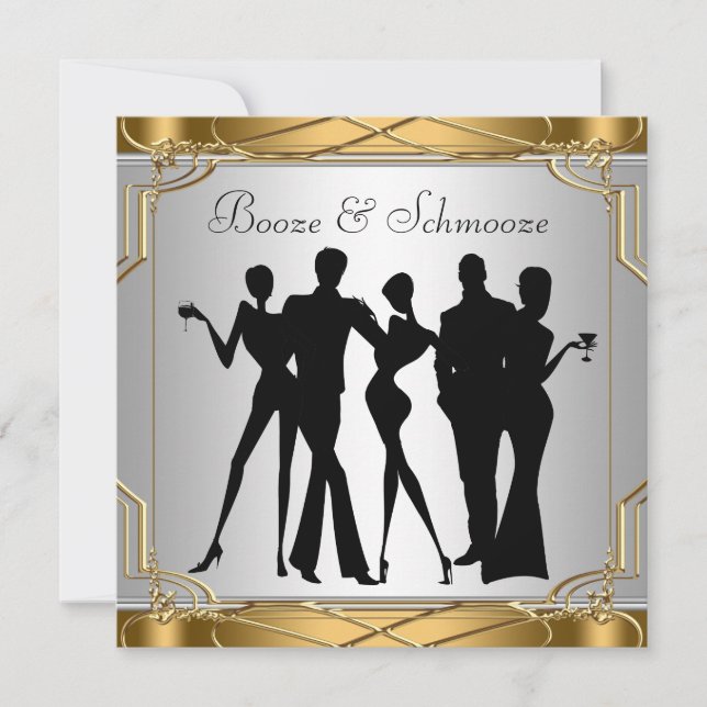 Cartes d'invitation Élégantes pour Boire et Discut (Devant)