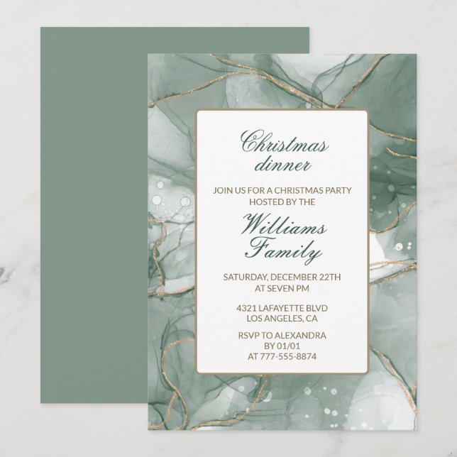 Cartes d'invitation élégantes pour dîner de Noël (Devant / Derrière)