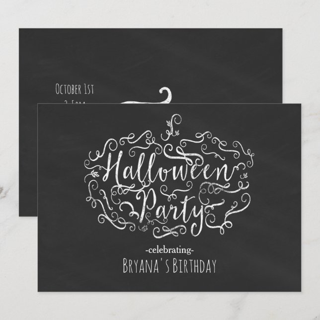 Cartes d'invitation élégantes pour Halloween avec  (Devant / Derrière)