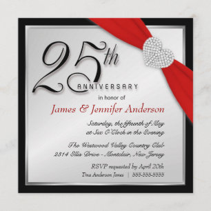 Cartes d'invitation élégantes pour la 25e fête d'a