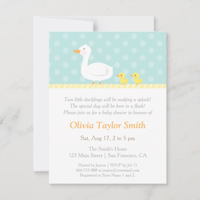 Cartes d'invitation élégantes pour la baby shower  (Devant)