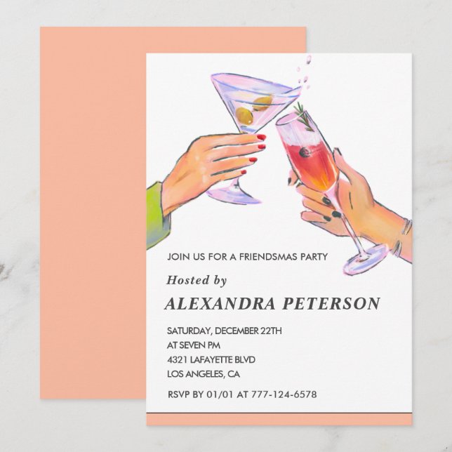 Cartes d'invitation élégantes pour la soirée Frien (Devant / Derrière)