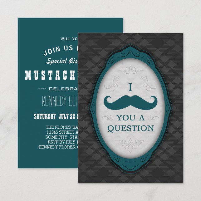 Cartes d'invitation élégantes pour la soirée Moust (Devant / Derrière)