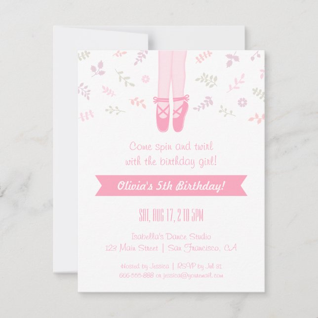 Cartes d'invitation élégantes pour l'anniversaire  (Devant)