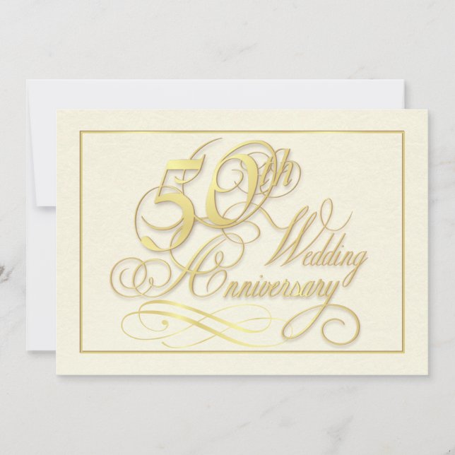 Cartes d'invitation élégantes pour le 50e annivers (Devant)