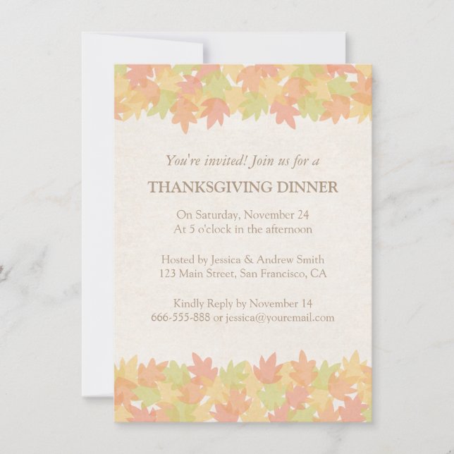 Cartes d'invitation élégantes pour le dîner de Tha (Devant)