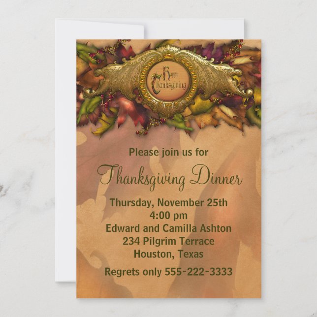 Cartes d'invitation élégantes pour le dîner de Tha (Devant)