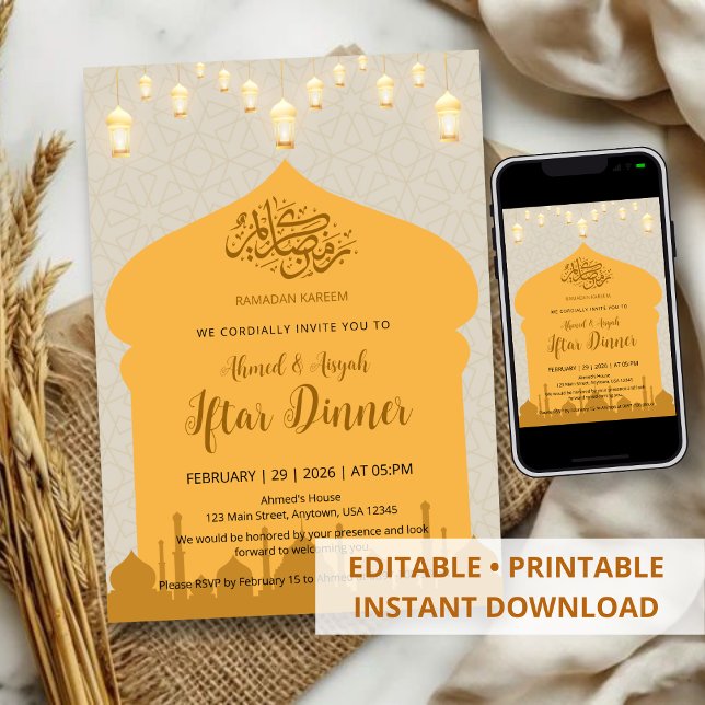 Cartes d'invitation élégantes pour le dîner Iftar  (Créateur téléchargé)
