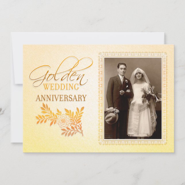Cartes d'invitation élégantes pour les 50 ans de m (Devant)