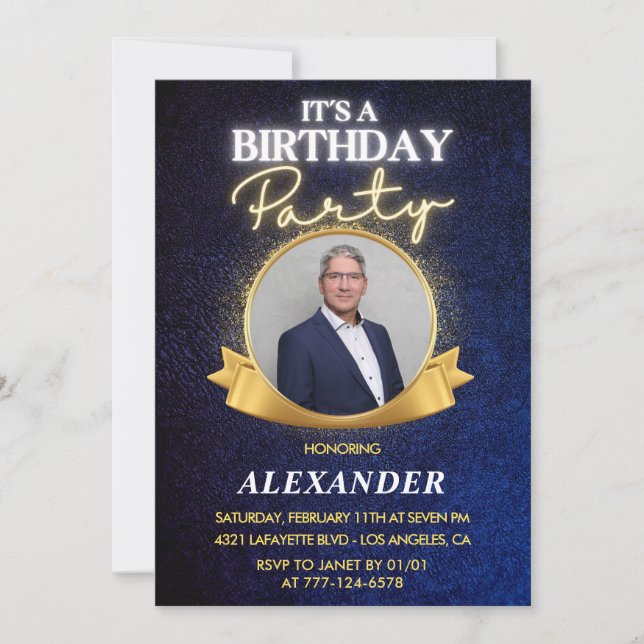 Cartes d'invitation élégantes pour les 62 ans   Ch (Devant)