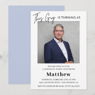 Cartes d'invitation élégantes pour les 65 ans Homm