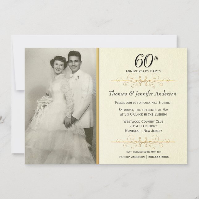 Cartes d'invitation élégantes pour une fête d'anni (Devant)