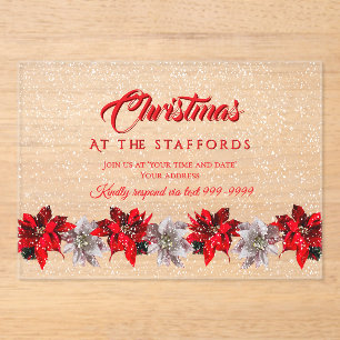 Cartes d'invitation en acrylique avec des poinsett
