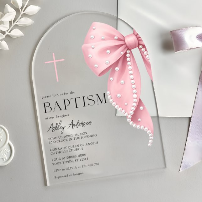 Cartes d'invitation en acrylique pour baptême de f (Créateur téléchargé)