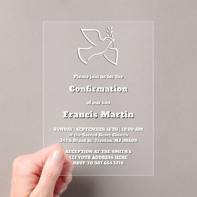 Cartes d'invitation en acrylique pour la confirmat (In situ (ordinateur de poche))
