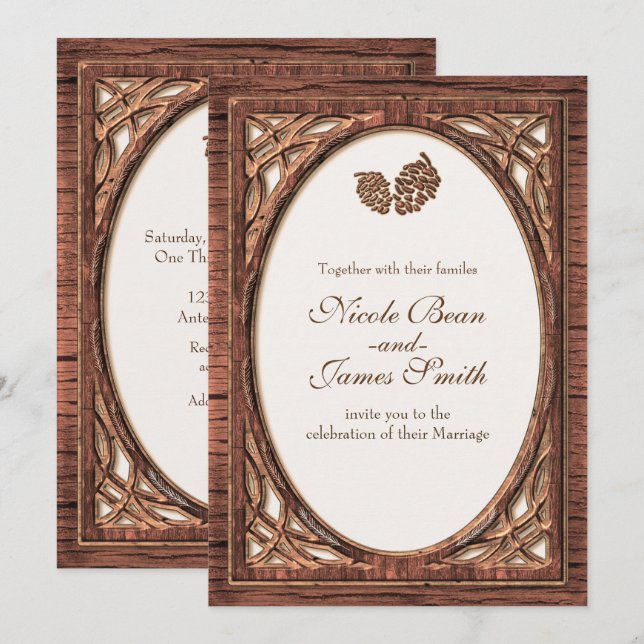 Cartes d'invitation en bois à deux tons Cône de Pi (Devant / Derrière)