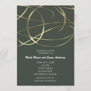Cartes d'invitation en faux feuille doré et vert o