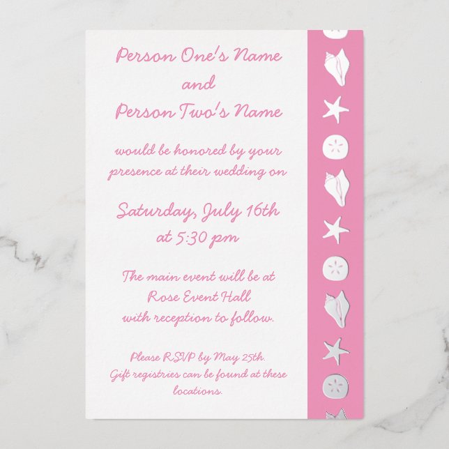 Cartes d'invitation en feuille de rose pétale pour (Recto)