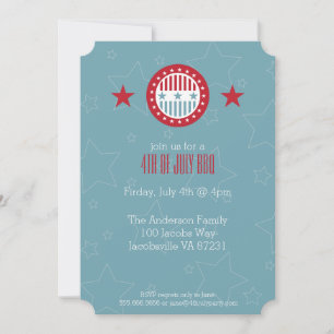 Cartes d'invitation Étoiles Rouge Blanc & Bleu 14