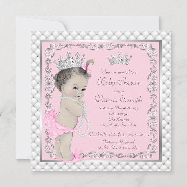 Cartes d'invitation Fancy Princess pour Baby Showe (Devant)