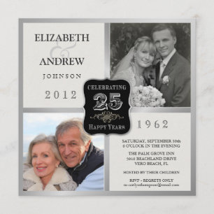 Cartes d'invitation fantaisie vintage avec 2 photo