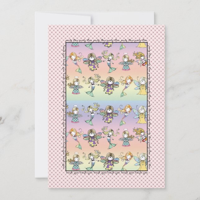 Cartes d'invitation fantaisistes de fée, sirène et (Devant)