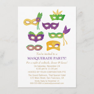 Cartes d'invitation fantaisistes pour la fête masq