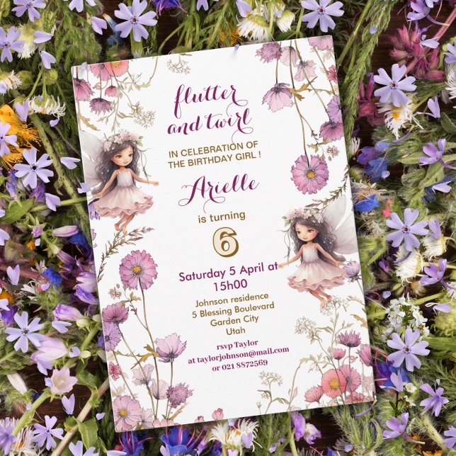 Cartes d'invitation Fée de la Lavande fleurs sauva (Créateur téléchargé)