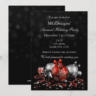 Cartes d'invitation festives rouges et noires pour