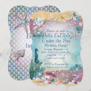 Cartes d'invitation Fête de la Sirène sous la Mer