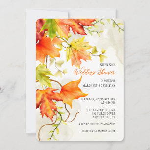 Cartes d'invitation Feuilles tombantes aquarelle