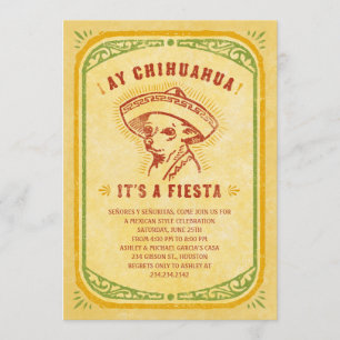 Cartes d'invitation Fiesta - Aye Chihauhau Vintage