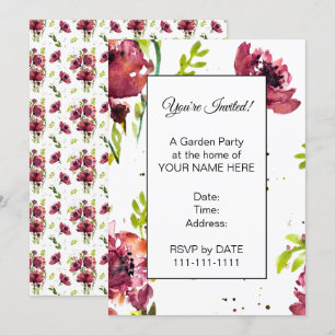 Cartes d'invitation Fleur Watercolor Poppy