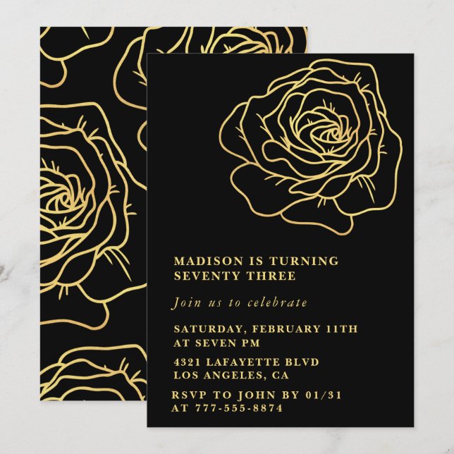 Cartes d'invitation Fleurie pour les 73 ans de Bla (Devant / Derrière)