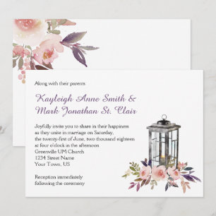 Cartes d'invitation Fleurs et Lanterne en Fer Rust