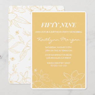 Cartes d'invitation Floral Moderne Jaune 59ème ann