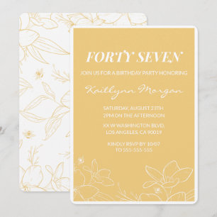 Cartes d'invitation Floral Moderne Jaune pour 47èm