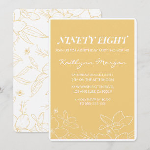 Cartes d'invitation Floral Moderne Jaune pour 98èm