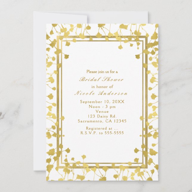 Cartes d'invitation florales chic Baby's Breath bl (Devant)
