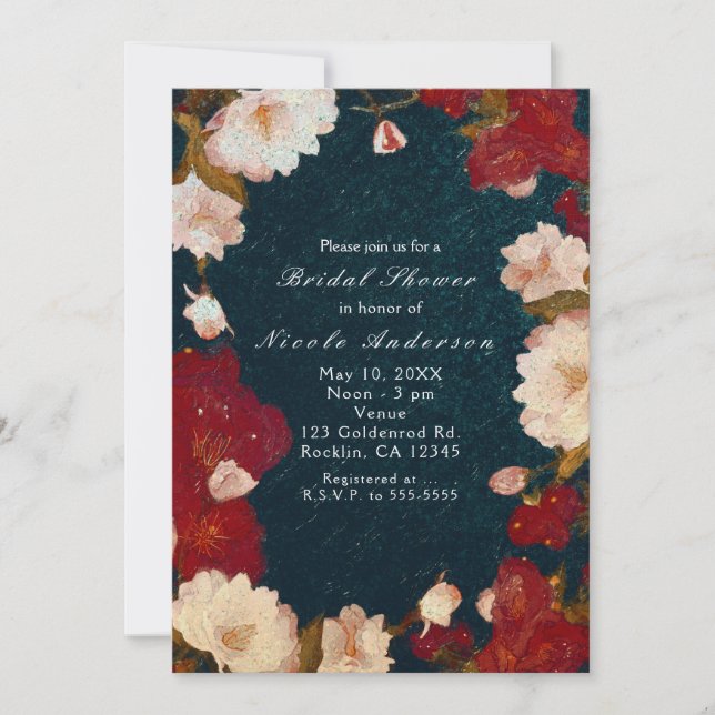 Cartes d'invitation florales élégantes modernes ch (Devant)