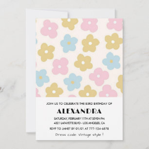 Cartes d'invitation florales rétro pour 83ème anni