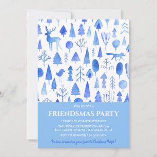 Cartes d'invitation Friendsmas à motif d'arbres aq