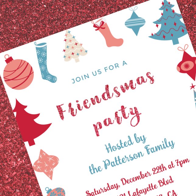 Cartes d'invitation Friendsmas arbres de Noël (Créateur téléchargé)