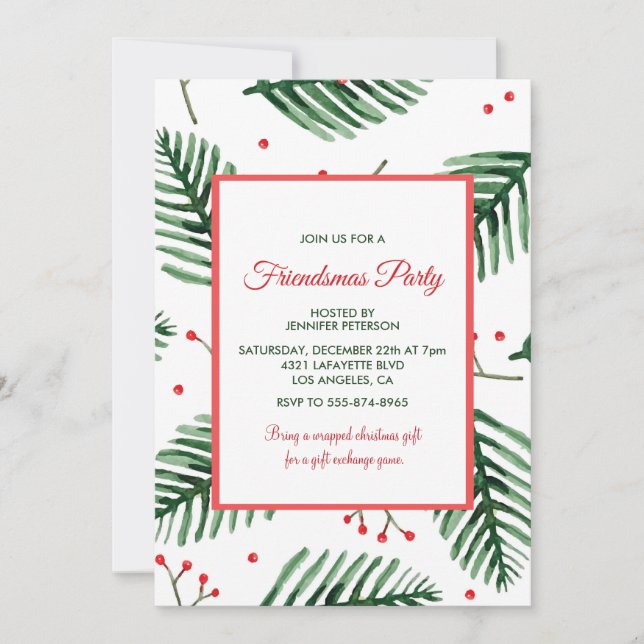 Cartes d'invitation Friendsmas Élégance de Noël Ép (Devant)