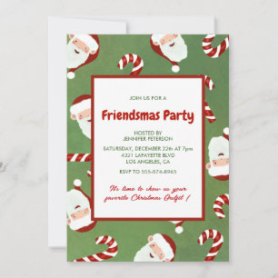 Cartes d'invitation Friendsmas Mignon Père Noël Su